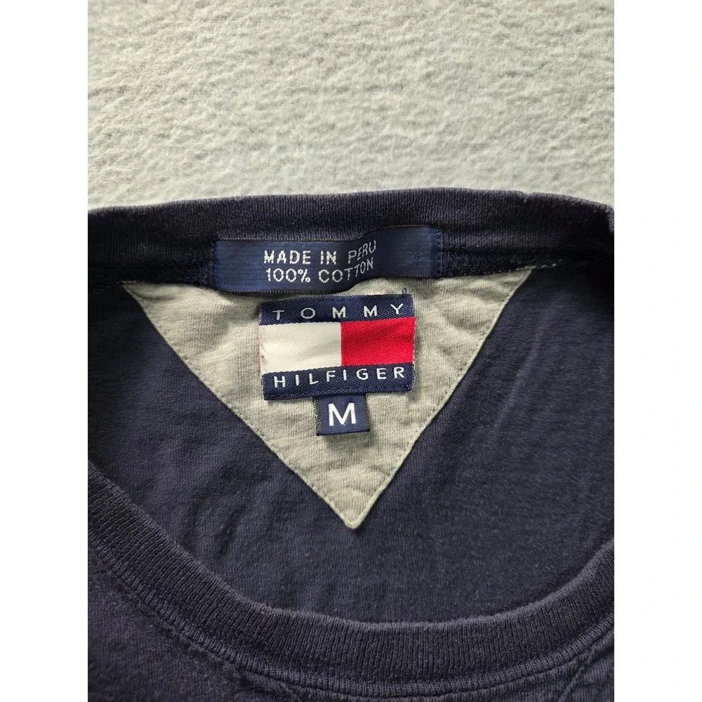 Tommy Hilfiger Mens Navy Blue Cotton Crest Logo T-Shirt Size M Short‎ Sleeve